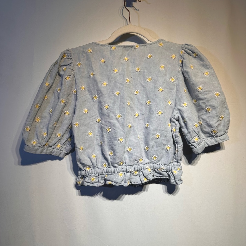 & Other Stories Sky Blue Daisy Embroidered Puff-Sleeve Blouse - Picture 7 of 7